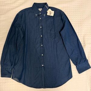 New with tags - Brunello Cucinelli Denim Dark Blue Button Down Shirt cotton XL